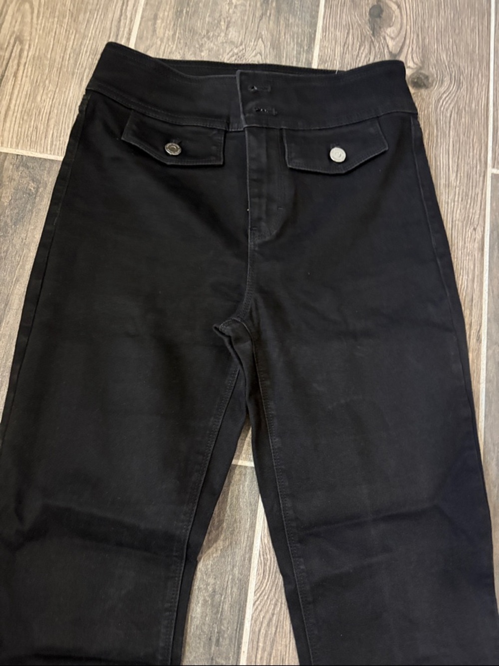 High-Waist Black Slim Pants